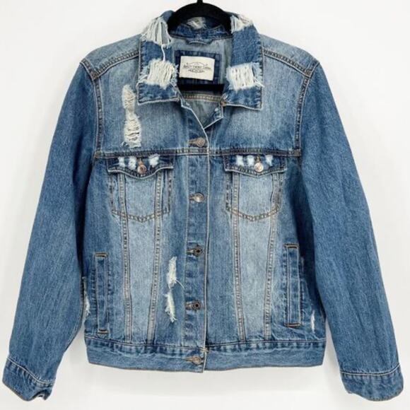 Ashley Vintage Charm Womens Jean Jacket Distressed Large - Picture 2 of 7